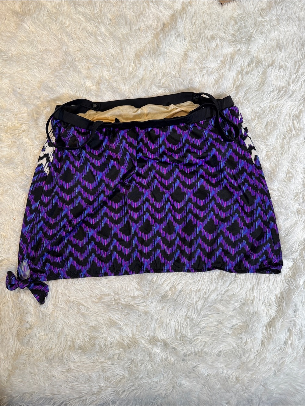 Purple Patterned Women's Swim top  with Side Tie Detail (top ONLY) - Picture 6 of 11